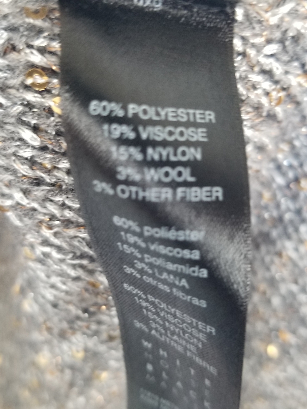 WHBM Shimmer Waterfall Cardigan Sweater Open Front Sequins Silver and Gold - Picture 5 of 9